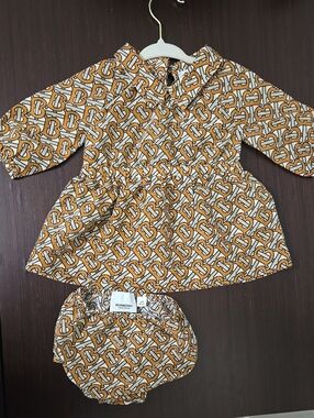 Burberry Orange Monogram Print Dress
